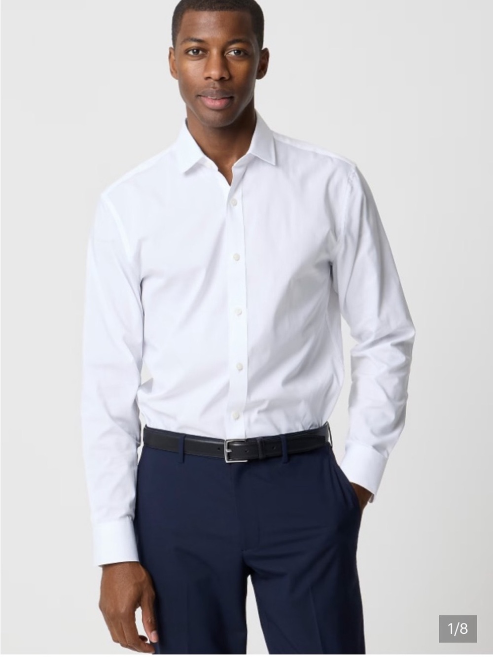 J. Crew Factory Men's Slim Performance Dress Shirt White Breathable‎ Size Medium